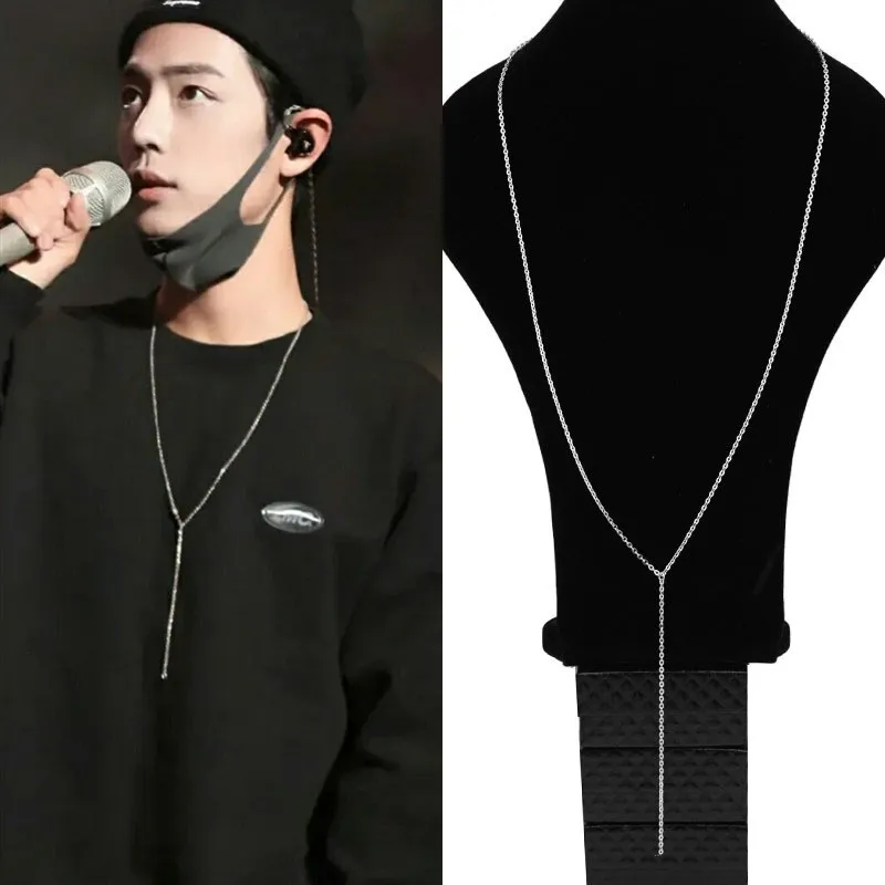 Длинное ожерелье KPOP из нержавеющей стали 316L цепочка с круглым вырезом в стиле