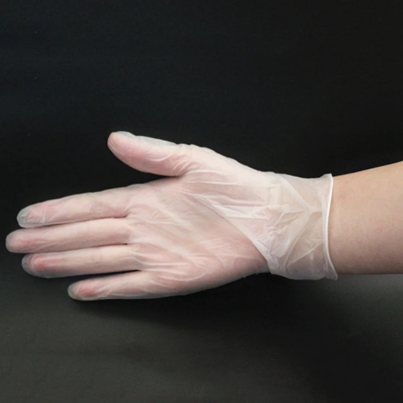 Виниловые смотровые перчатки (средний 70-граф) латексные резиновые одноразовые