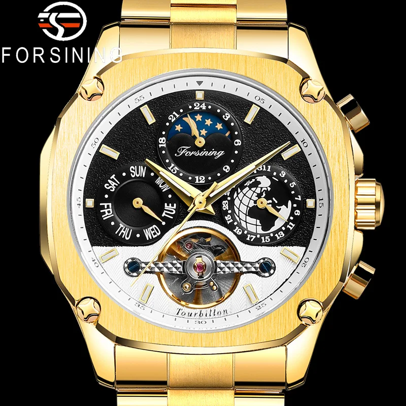 FORSINING Tourbillon Automatic Mechanical Men Wristwatch Military Sport Male Clock Top Brand Luxury Waterproof Man Watch 6912 | Наручные