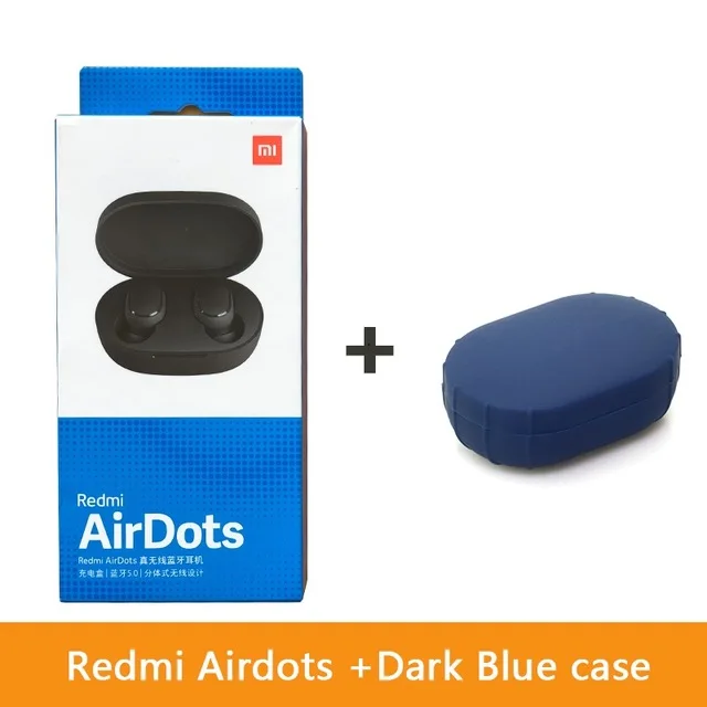 Add Dark Blue Case Горячие Xiaomi Redmi AirDots беспроводные наушники bluetooth управление языком Автоматическое Сопряжение мини смарт-гарнитуры - Цвет: Add Dark Blue Case