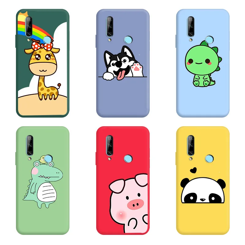 

Cartoon Animals Fashion Phone Case For Honor 9X Case Soft Silicone Black Flower TPU Shell For Y9 Prime 2019 P Smart Z Phone Case