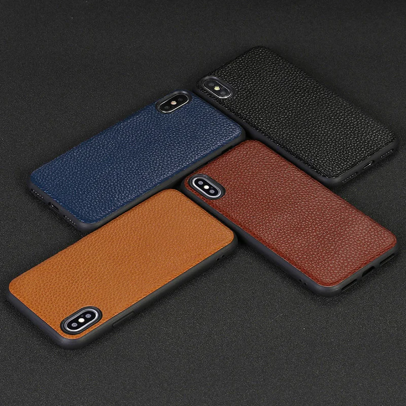 

Phone Cases For IPhone 7 8 Plus X Xs Max Case Litchi Texture Cowhide Back Cover For IPhone 6 6S Plus 6P 7P 8P Silicone Edge Case