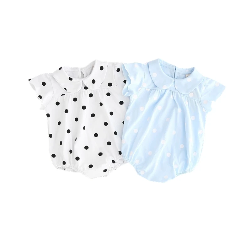 

Детский хлопковый комбинезон в горошек, с круглым воротником