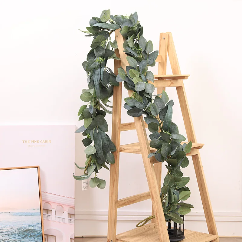

2M Artificial Green Garland Leaves Wedding Decor Vine Fake Vines Rattan Artificial Plants Ivy Wreath Wall Wedding Decoration