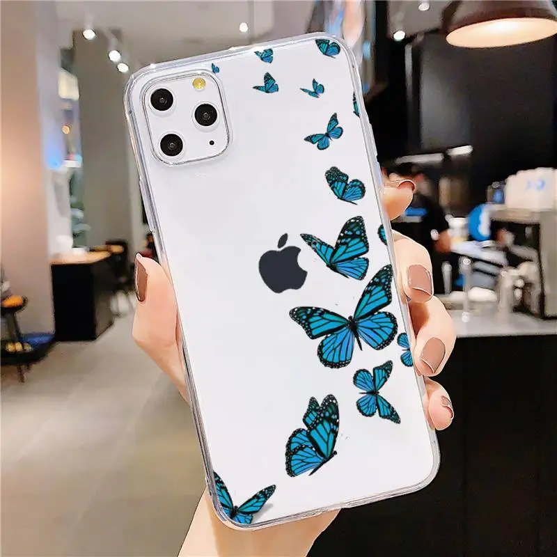 

butterfly Phone Case Transparent soft For iphone 5 5s 5c se 6 6s 7 8 11 12 plus mini x xs xr pro max