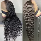 Индийский кружевной парик с водной волной, 28, 30 дюймов, прозрачный парик 13x 4, кружевной передний парик, волнистые человеческие волосы, кружевные парики 4x4, парик на сетке