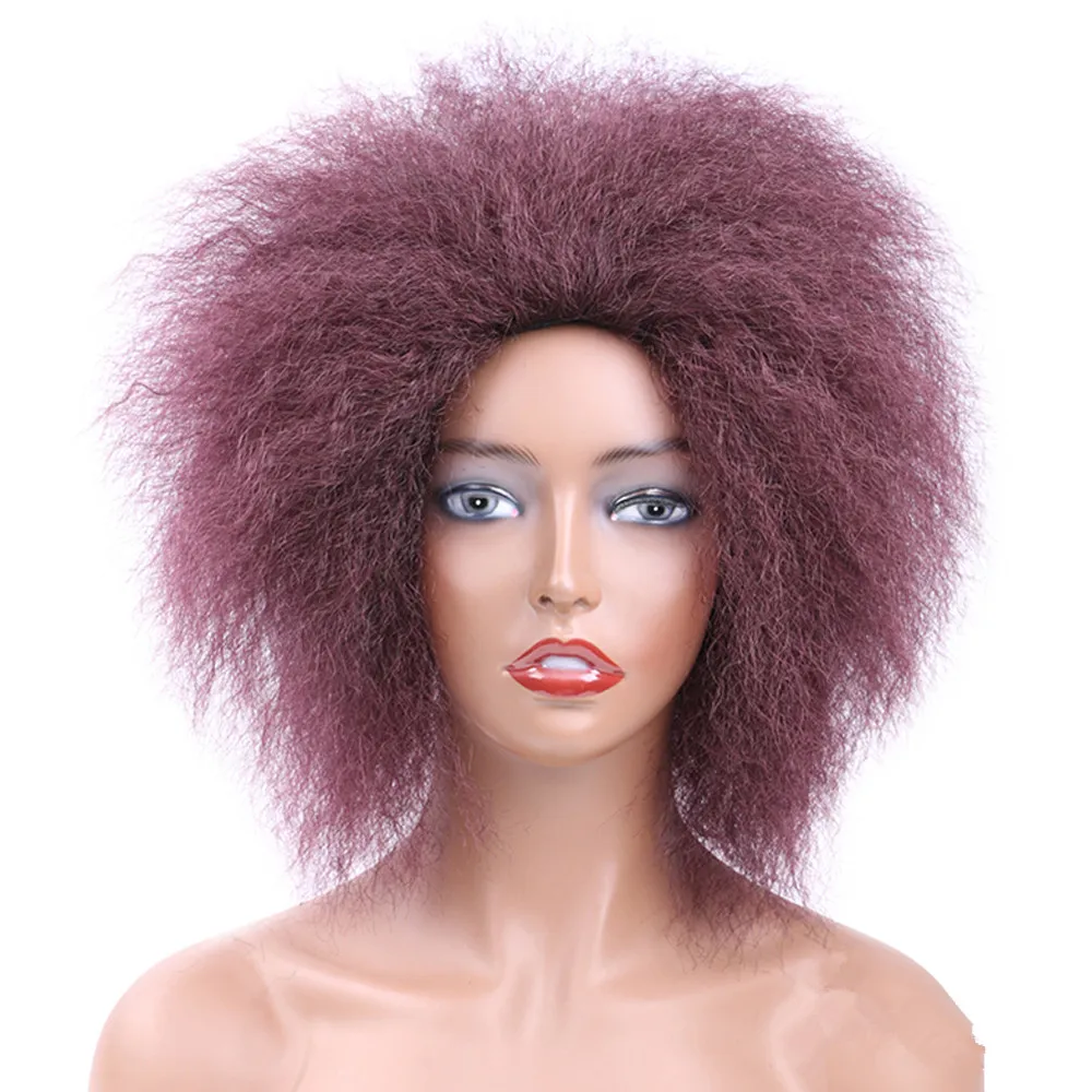 

African Kinky Curly Short Wig Natural Color Afro Wigs Synthetic Crochet Fluffy Wig For Women 6Inch Brown Blonde Black Daily Use