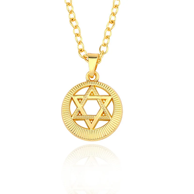 Модная Геометрическая круглая подвеска ожерелье с гексаграммой для мужчин и