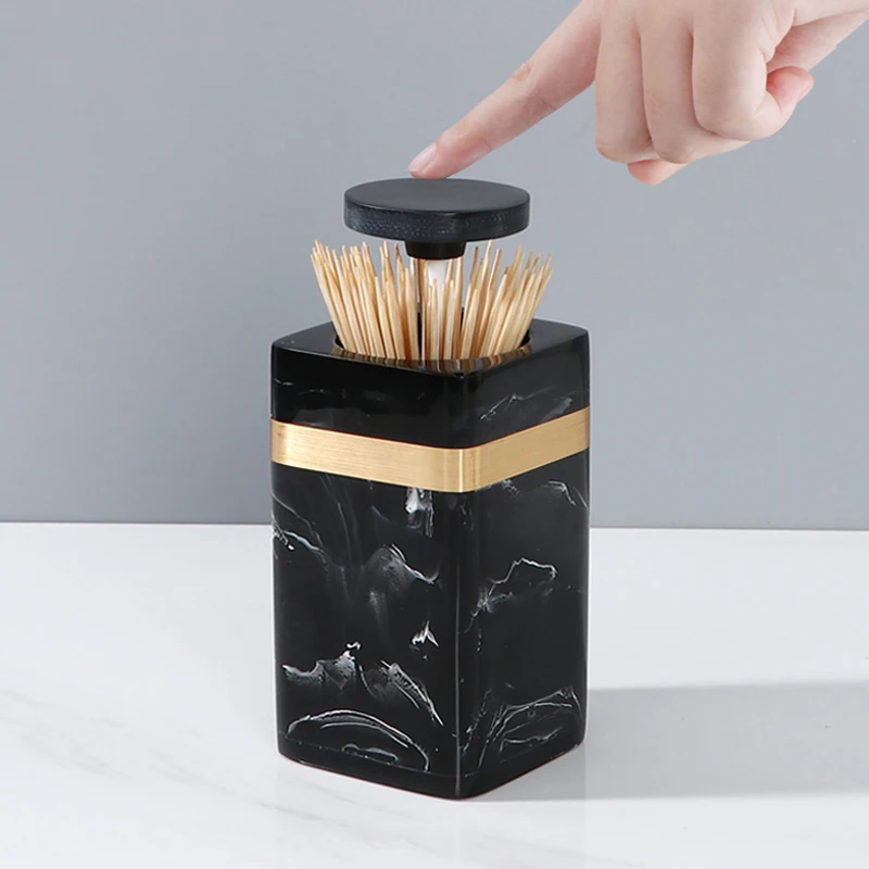 Мраморный держатель для зубочисток коробка хранения из смолы роскошный пресс