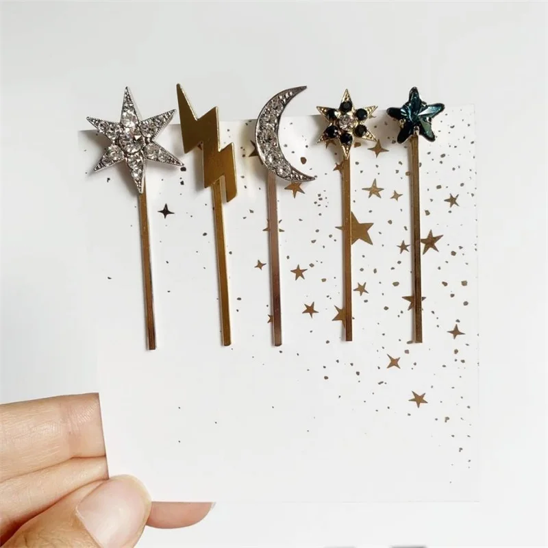 Изысканные женские заколки для волос со звездами луной молнией звездным небом