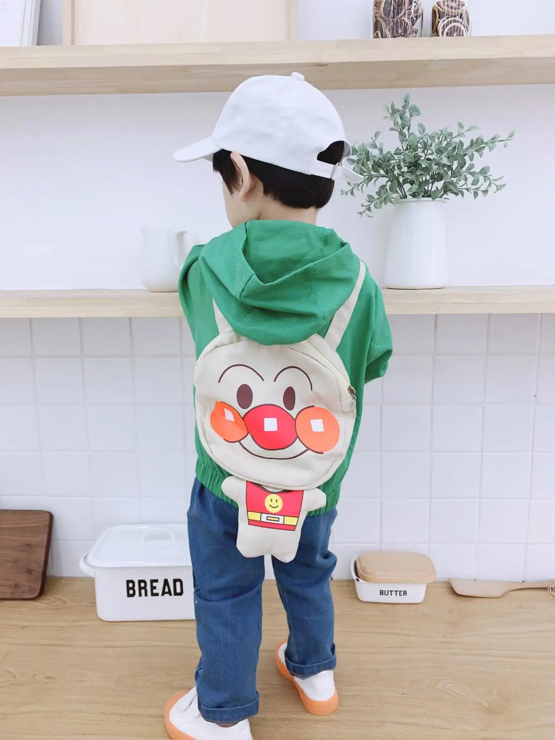 Детский новый осенний милый комплект Anpanman с длинным рукавом и брюками капюшоном