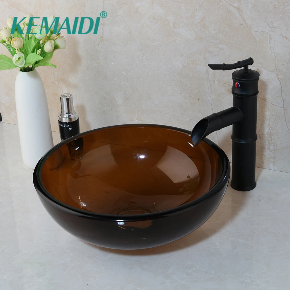 KEMAIDI 4 цветная раковина для ванной комнаты стеклянная коричневая туалета