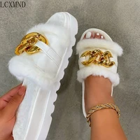 cotton slipper female autumnwinter 2021 fashion large size thick sole slipper casual pure color womens shoes flat shoes