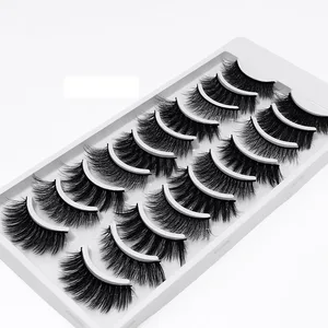 Накладные 3D ресницы из норки, 10 пар, густые натуральные накладные ресницы для макияжа, накладные ресницы ручной работы