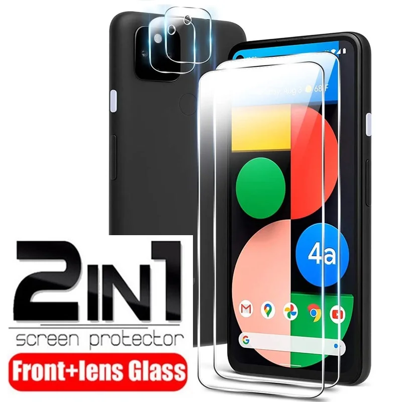 For Google Pixel 4a Tempered Glass 2-in-1 For Google Pixel 4a Glass Full Glue HD Screen Protector For Google Pixel 4a Lens Glass
