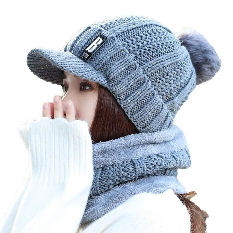 SUOGRY Новый козырек B буквы вязаная шапка женская брендовая Высококачественная