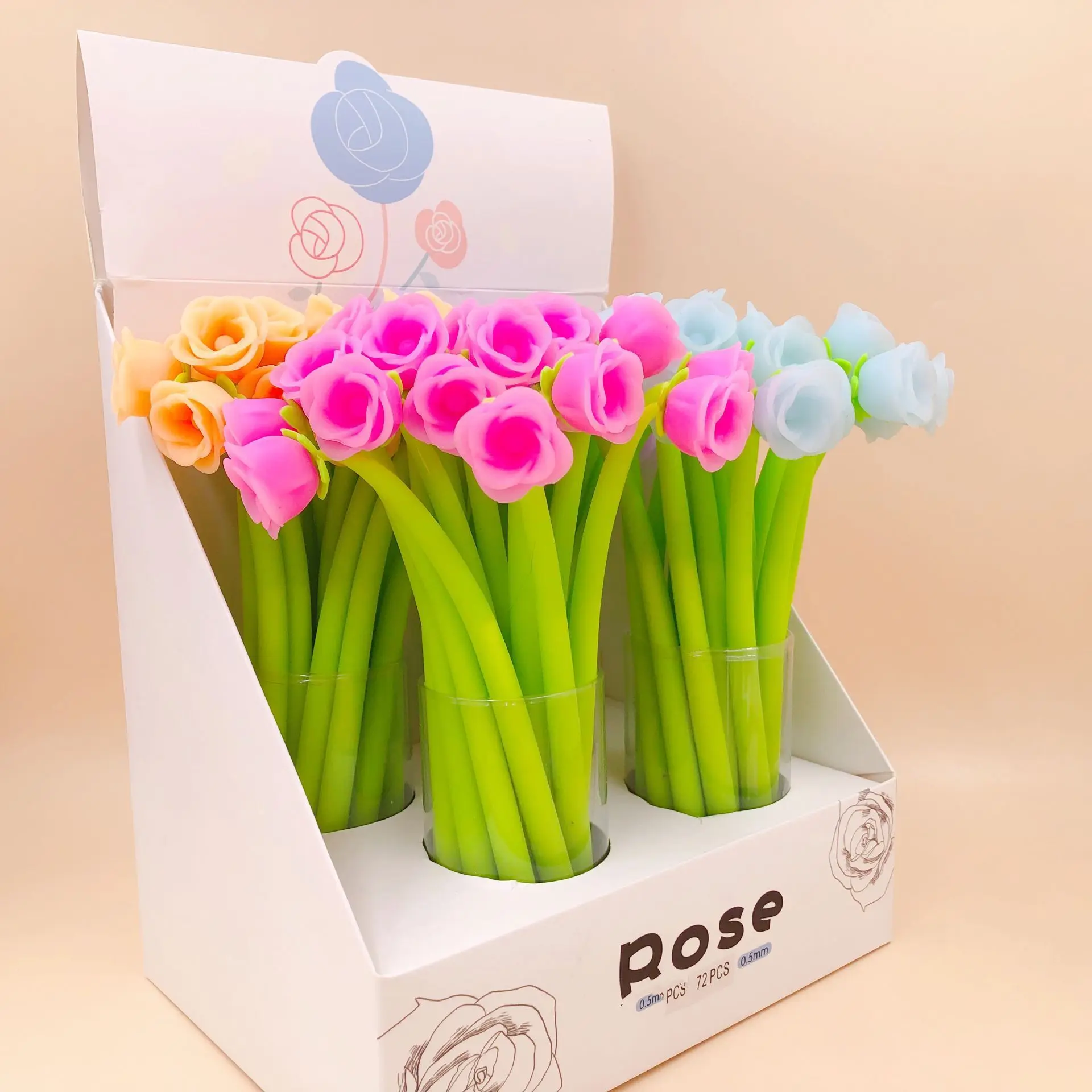 72 шт./лот креативные Канцтовары гелевая ручка с розовым цветком полностью