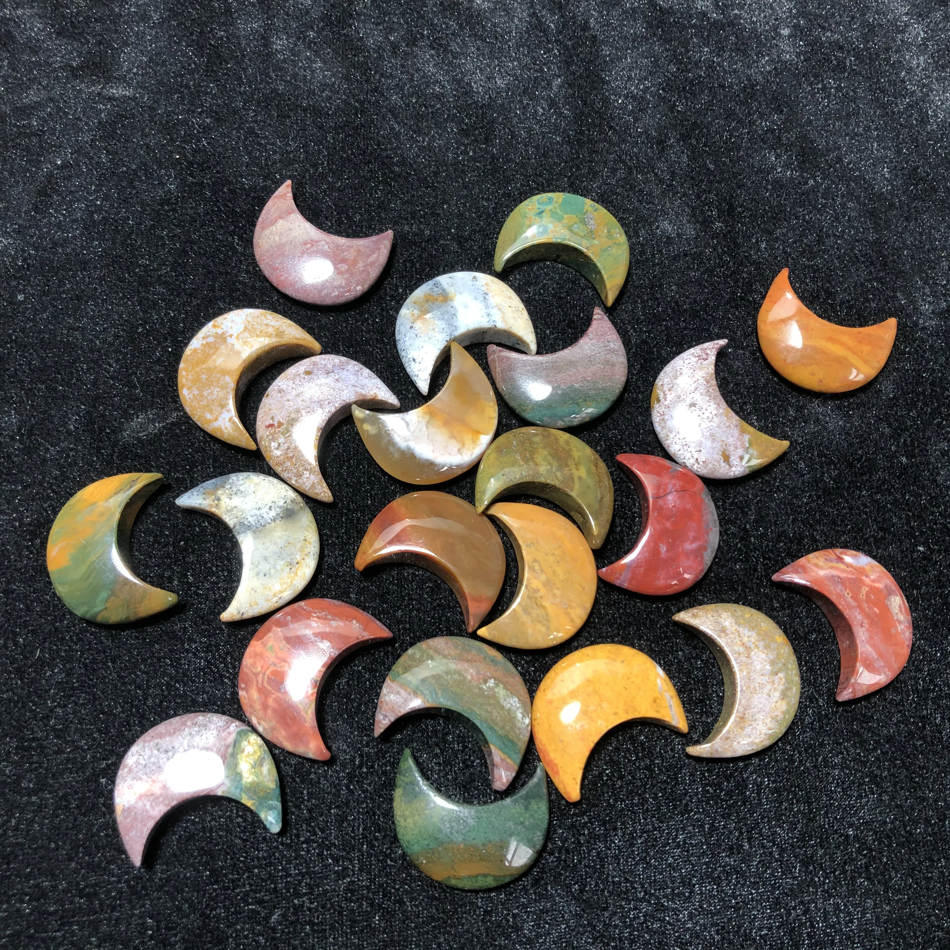 

Ocean Jasper Moons Feng Shui Chakra Healing Reiki Quartz Stone Home Decoration Stone Handicraft Decoration Carvings