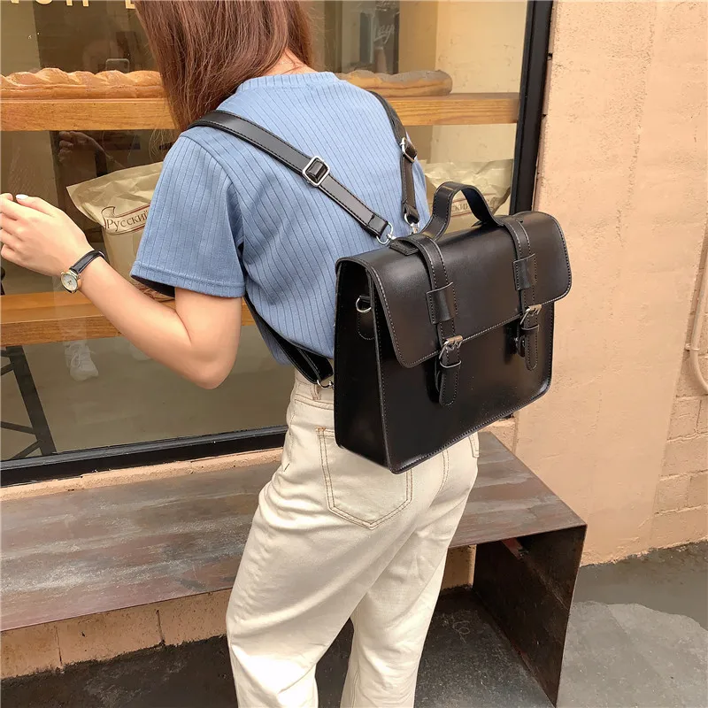 

2021 New Women Vintage Backpack Brand Luxurious Leather Women's Shoulder Bag Large Capacity School Bag For Girl Leisure Backpac