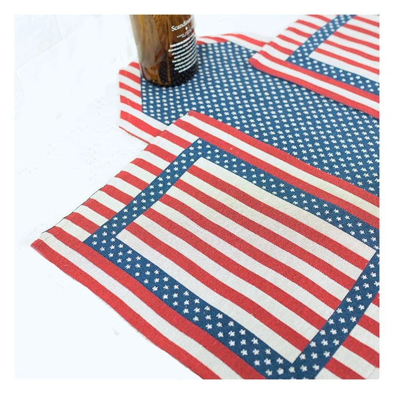 

USA Flag Table Runner Red Stripe Table Cover Blue Star Table Decoration Jacquard Table Protection No Placemat