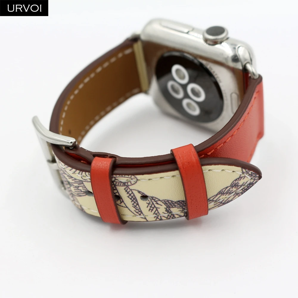 URVOI Печатный одиночный тур для apple watch series 5 4 3 2 1 ремешок Swift кожаный iWatch наручные