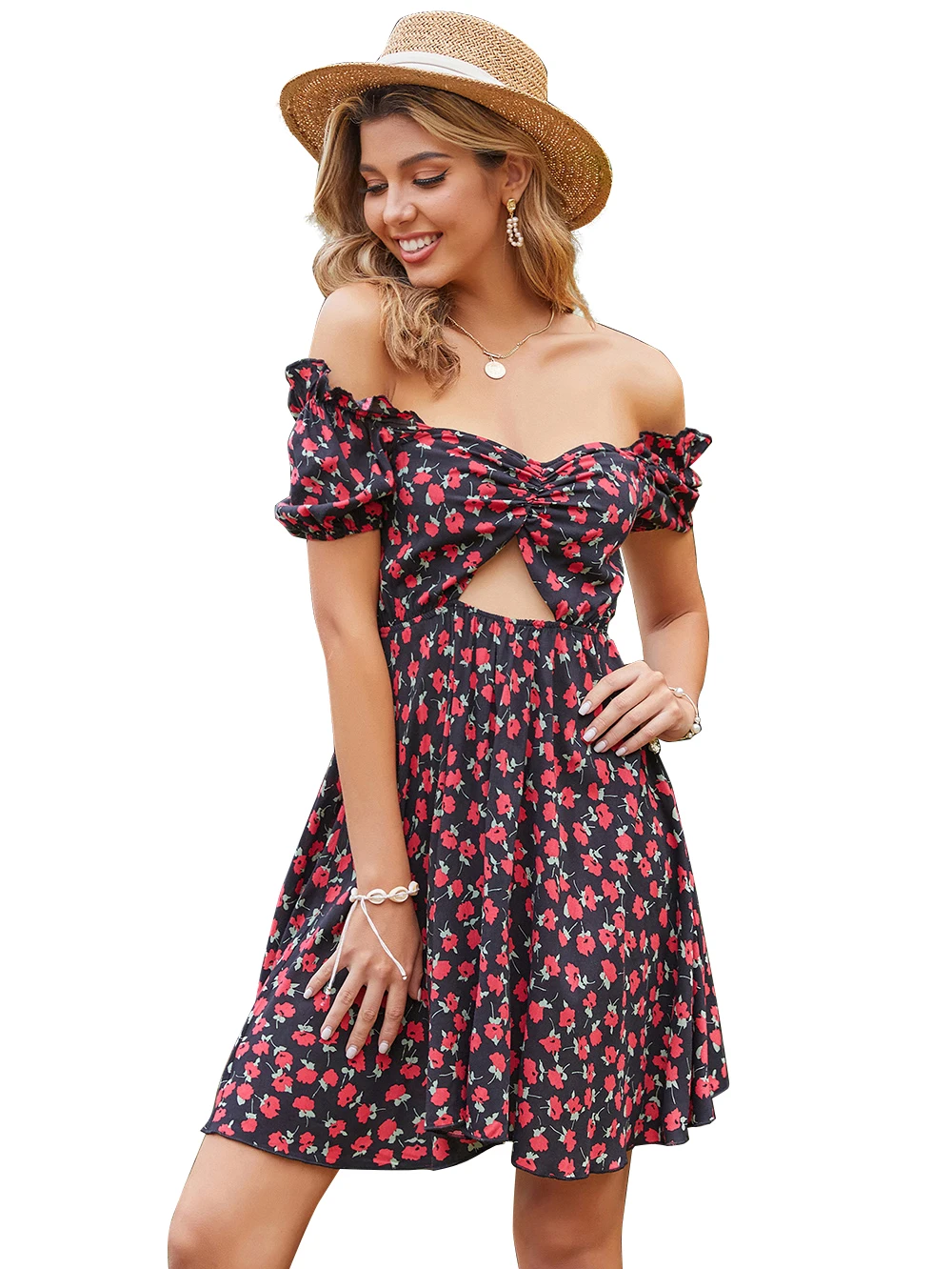 

Женское Повседневное платье средней длины, трапециевидная юбка с принтом, 2021