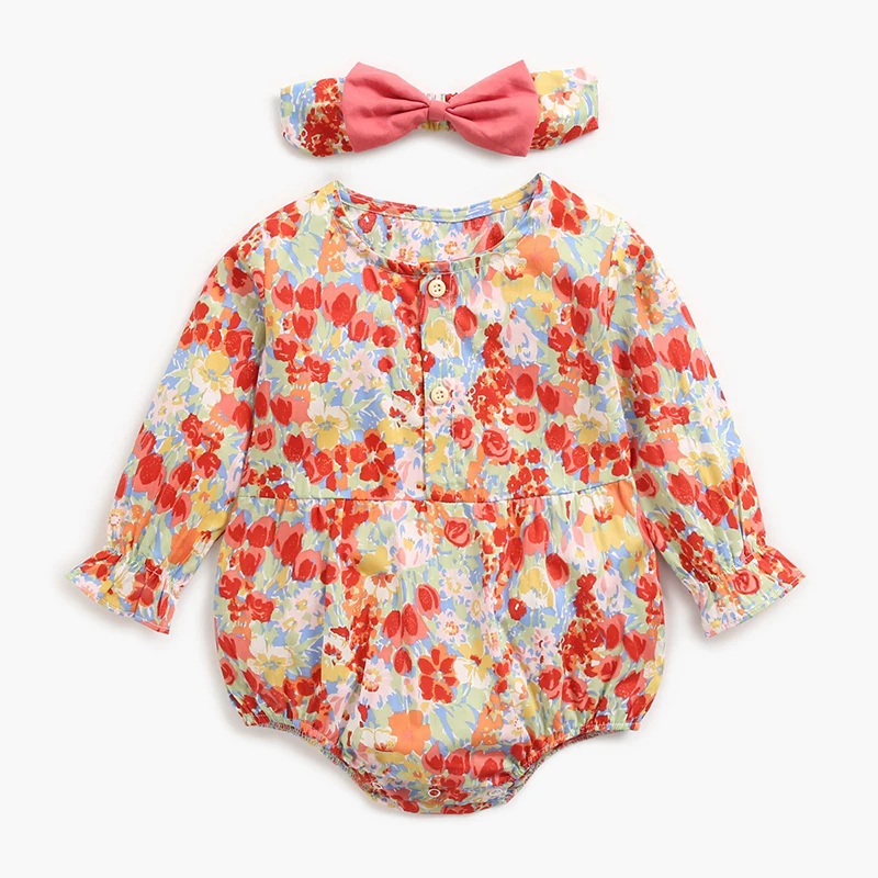 

Autumn Spring Infant Baby Clothing 2022 Tie-Dye Floral Romper Long Sleeve Newborn Girls Bodysuit Cute Toddler Outfit Clothes