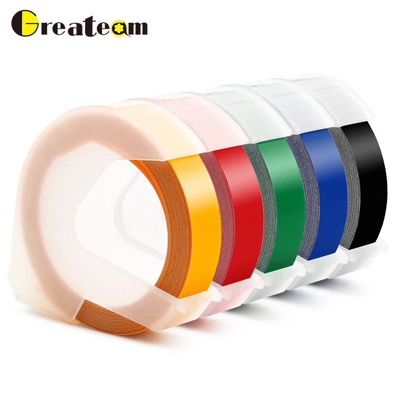 Greateam 5 шт. Dymo 3D 9 мм 3/8 ''x 8 'DYMO самоклеющаяся виниловая лента с тиснением