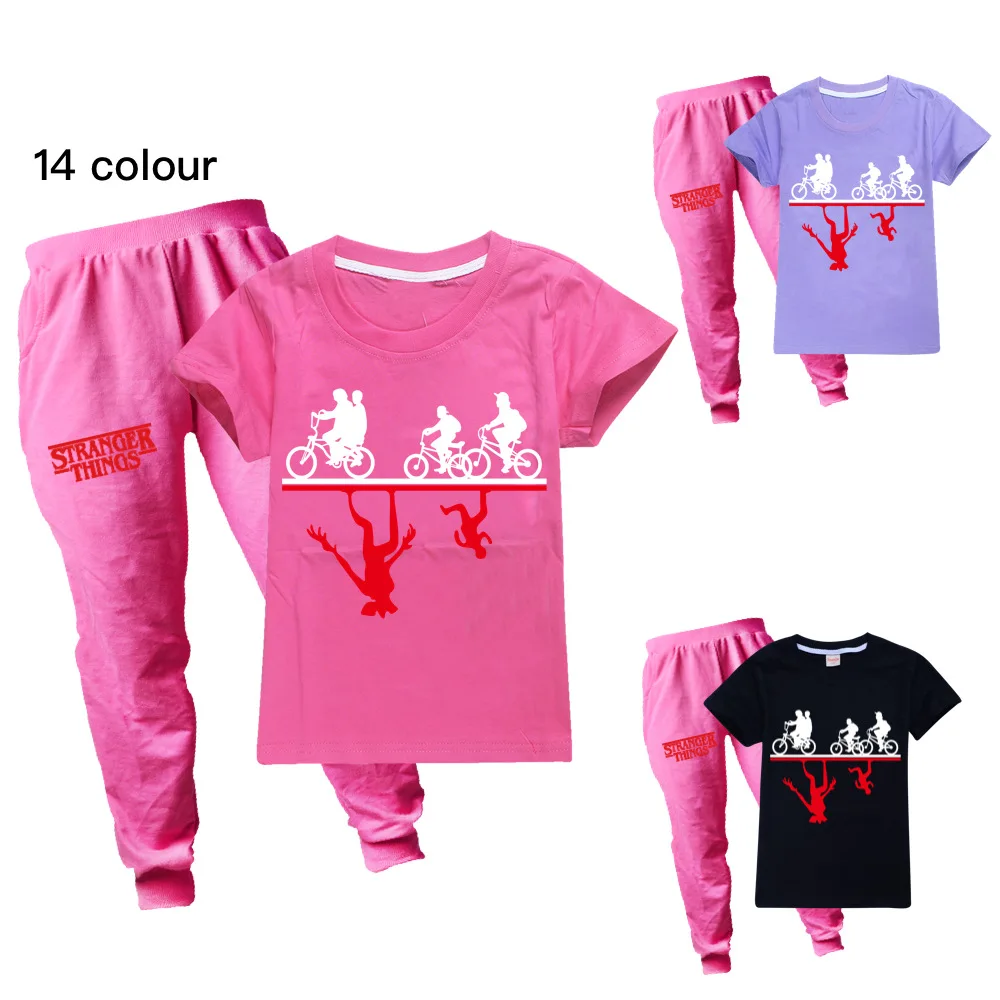 Комплект одежды для мальчиков и девочек из футболки с короткими рукавами брюк |