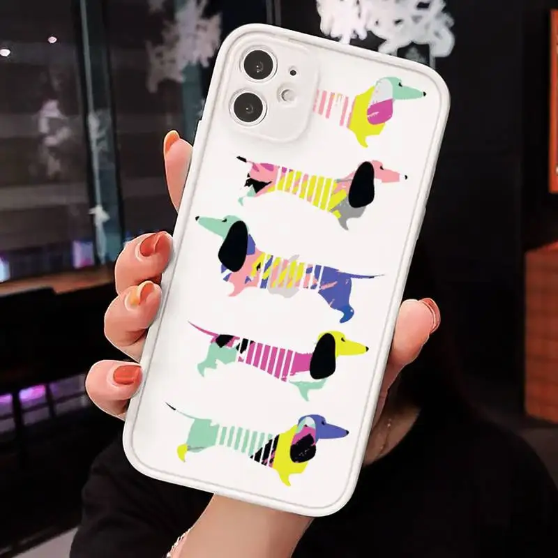 

Cartoon Dachshund Sausage Dog Phone Cases matte transparent For iphone 7 8 11 12 plus mini x xs xr pro max cover