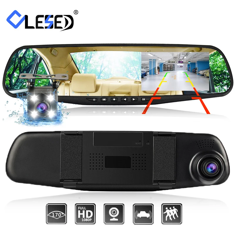 Автомобильный видеорегистратор зеркало заднего вида 4 3 дюйма Full HD