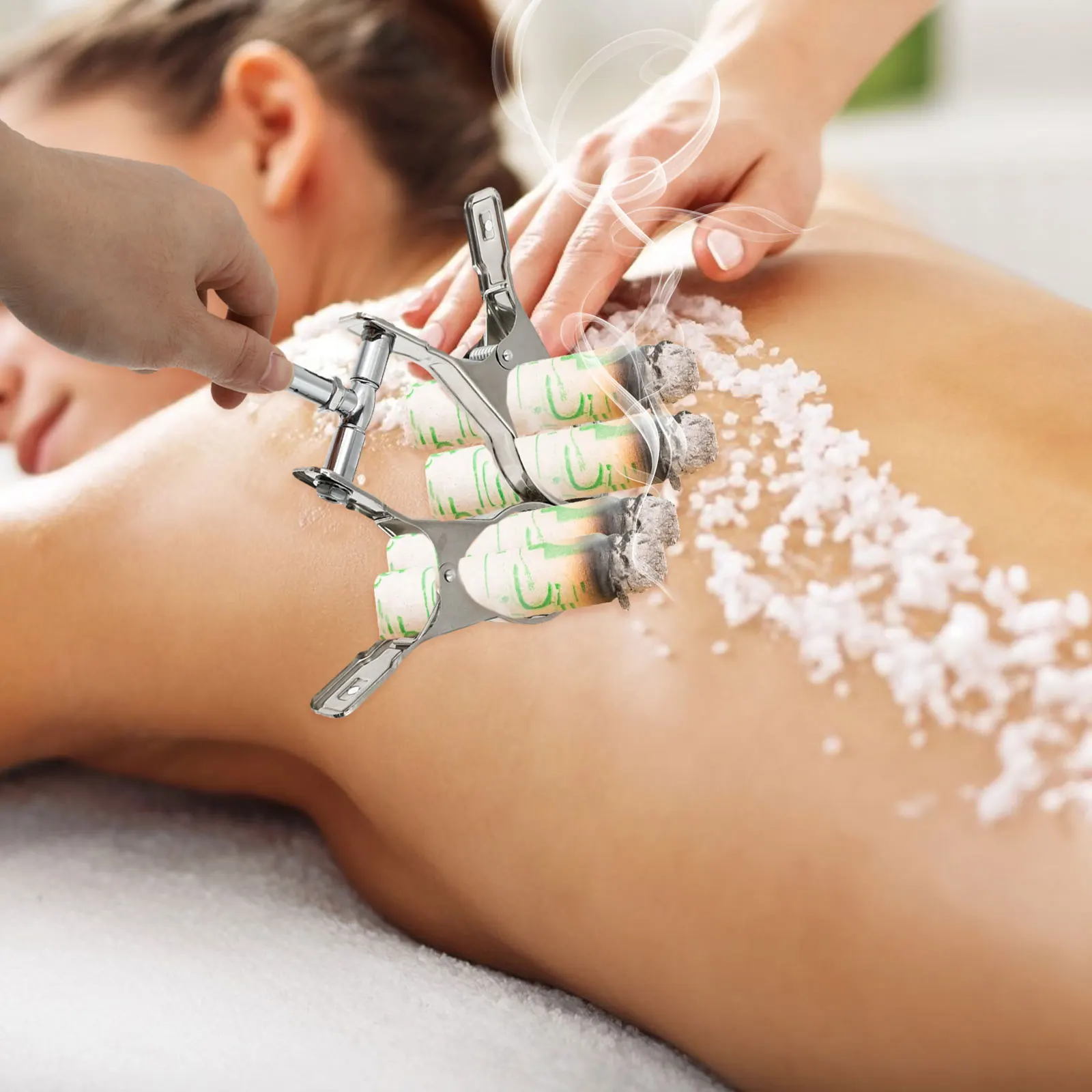 

1 Set Handheld Long Durable Moxa Roll Moxa Stick Clip Holder Clamp for Home Spa