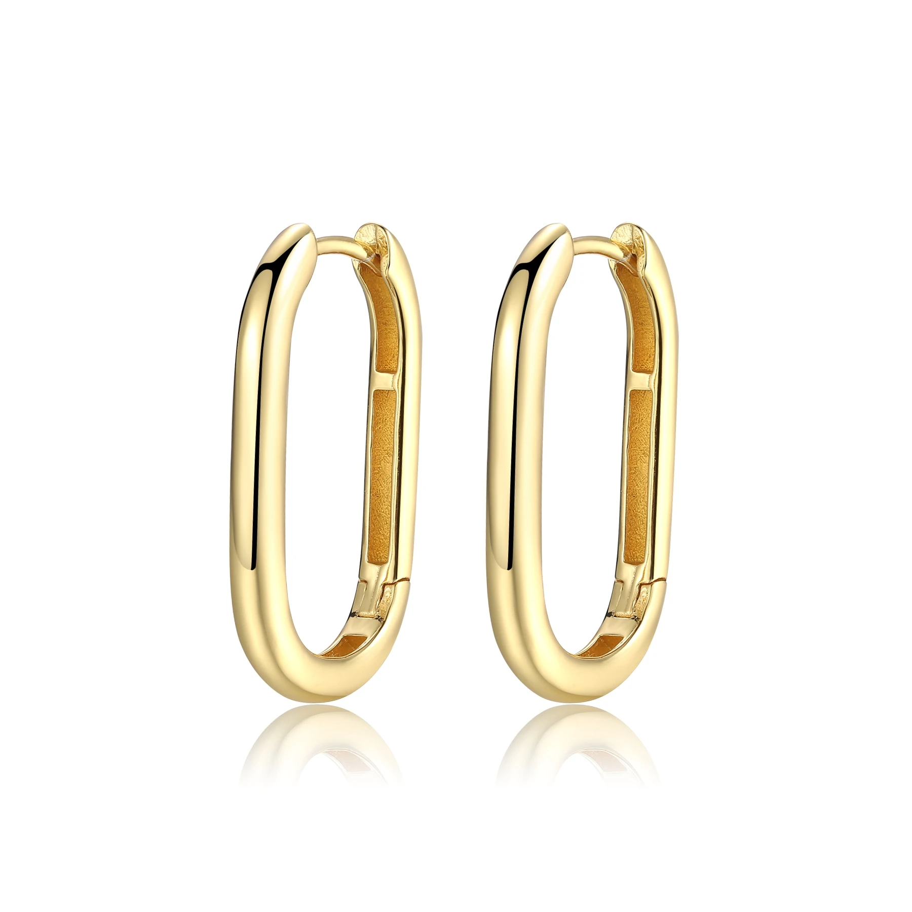 

Minimalist 18K Gold Plated 925 Sterling Silver Oval Hoop Earrings Huggie Earring Hinged Hoops 2.5mm Thick Ellipse Shape Earring