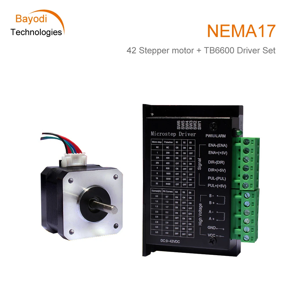 

NEMA17 42 Hybrid Stepper Motor Single/Double Axes+ 4.0A TB6600 Driver Set 42BYGH34 Torque 0.4N.m Body 34MM 1.8° For 3D Printer