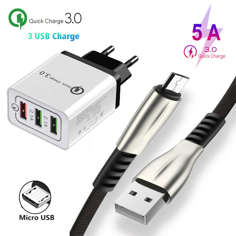 Micro USB Type-c кабель для передачи данных Samsung S6 S7 edge Note 3 4 5 8 9 10 Oppo A5 A9 2020 A7 Reno A порта QC 0