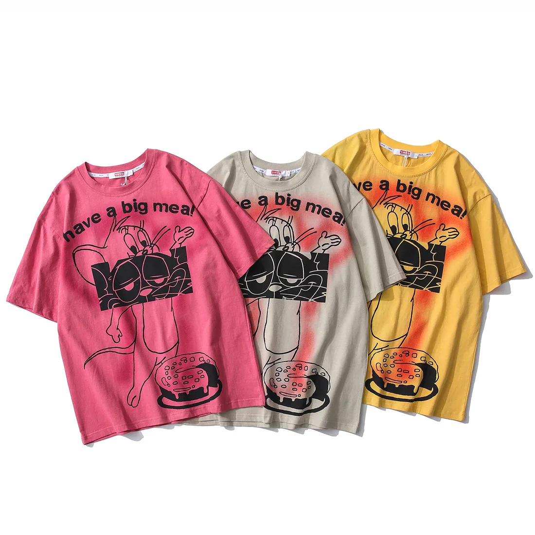 

ATSUNNY 2021 Spring Summer Cartoon Anime T-Shirt Men Harajuku T-Shirt Cotton Fashion Cat And Mouse Printing Tops