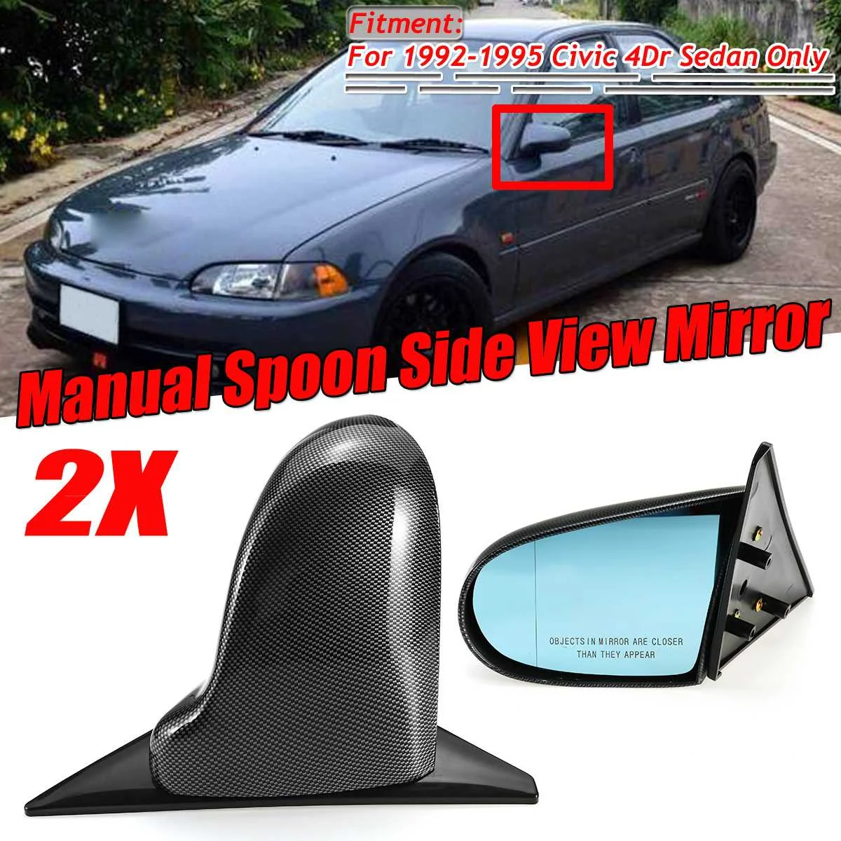 2 шт ручное регулируемое зеркало заднего вида для Honda Civic 4Dr Sedan 1992-1995 Автомобильное зеркало заднего вида