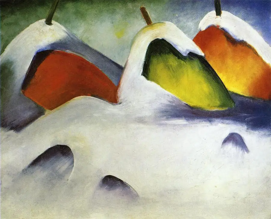 

100% handmade Oil Painting reproduction on linen canvas,haystacks in the snow 1911 by Franz Marc,Free Shipping,High Quality