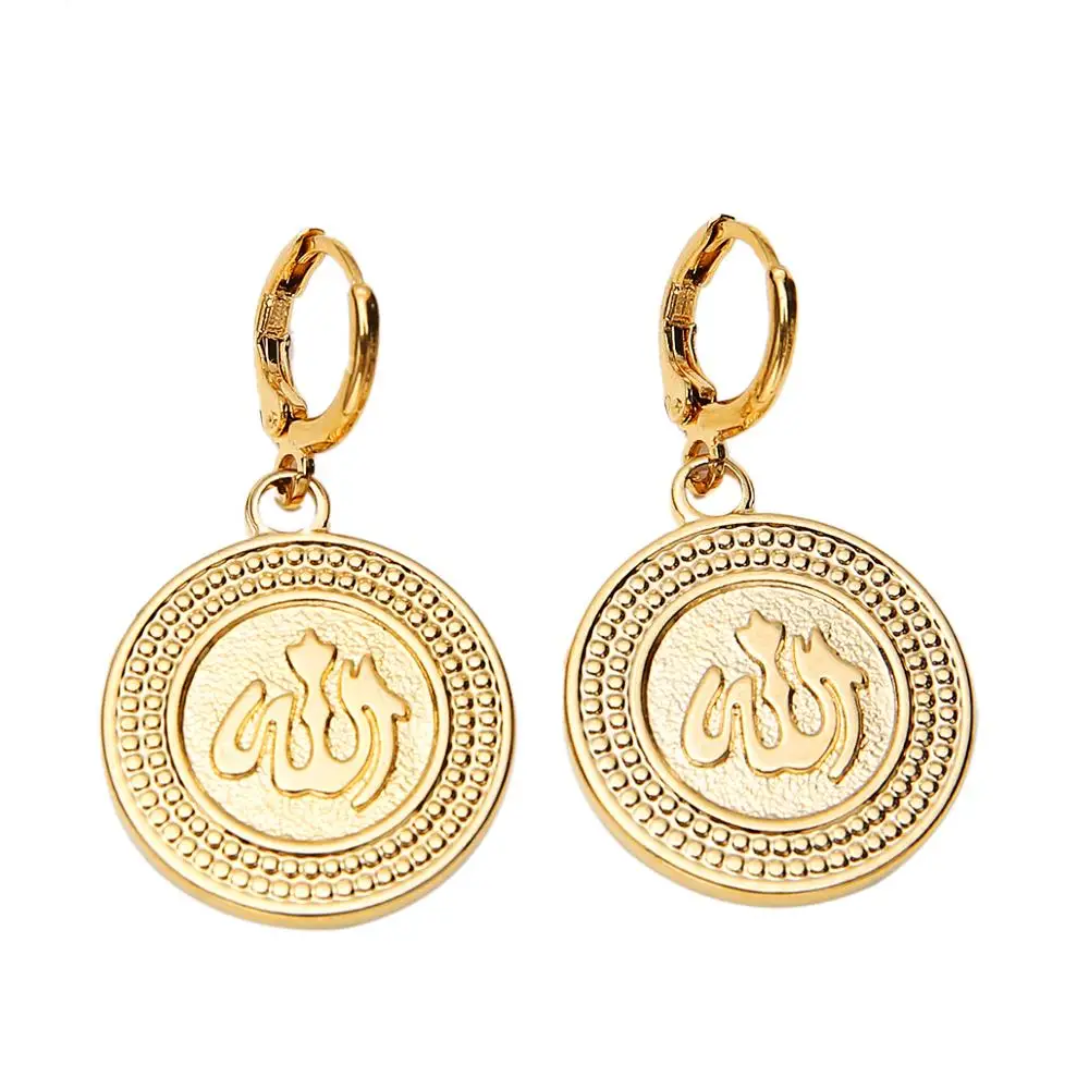 Женские серьги с круглым воланом золотистые сережки арабским флагом для женщин и