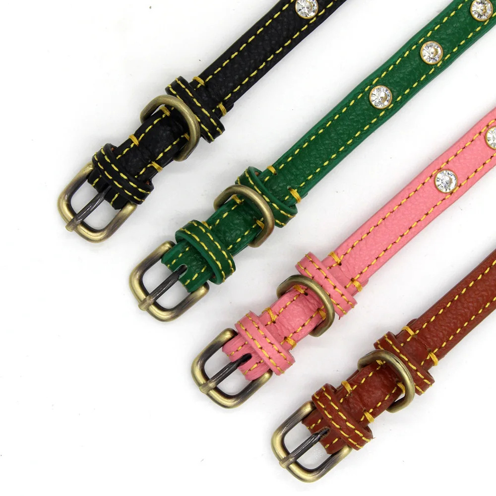 Кожаные Стразы ошейник для питомца модный персонализированный милый с рисунком