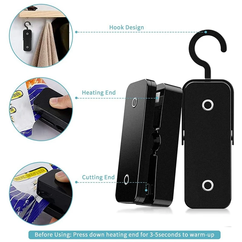 

Mini Bag Sealer, Handheld Heat Vacuum Sealers, 2 in 1 Heat Seal and Cutter Resealer for Plastic Bags Chip Bag