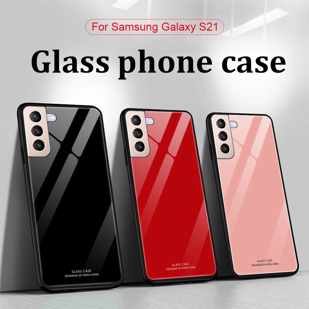 

Pure color tempered glass case For samsung galaxy S21 phone Protective case For samsung galaxy S21 Ultra Plus Anti-drop case