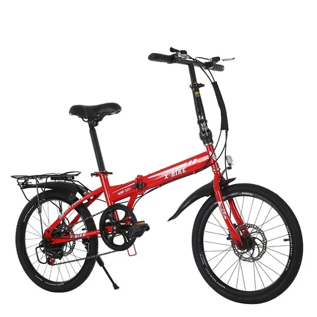 20 inch red 20 дюймов 21 скоростной складной велосипед взрослый углеродистая сталь складной велосипед двойной дисковый тормоз 3 заказа велосипед - Цвет: 20 inch red