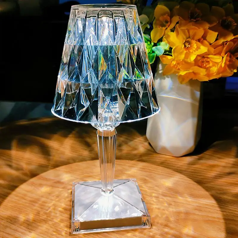 

Modern Italy Kartell Diamond Acrylic Table Lamp USB Rechargeable Bar Light Portable Touch Sensor Bedroom Fancy Lighting Fixture