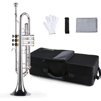 ammoon prefessional bb trumpet brass material surface beautiful shell buttons wind instrument with 5c mouthpiece carry bag glove