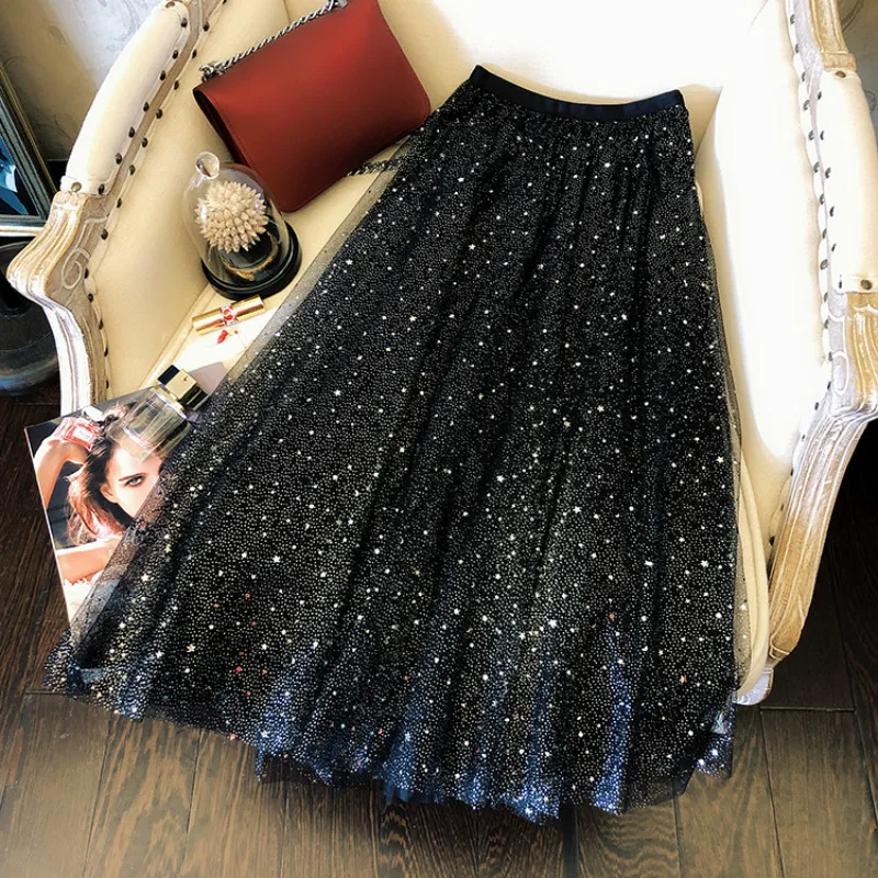 Летняя женская юбка модная сетчатая в горошек Женская с высокой талией Saia LW769 |