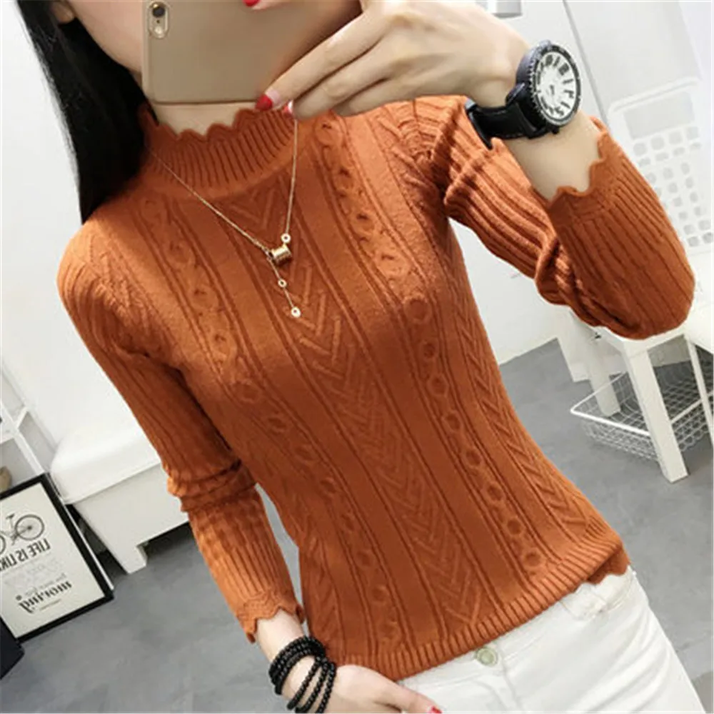 2020 корейский осенне-зимний свитер Женская водолазка облегающая блузка с длинным