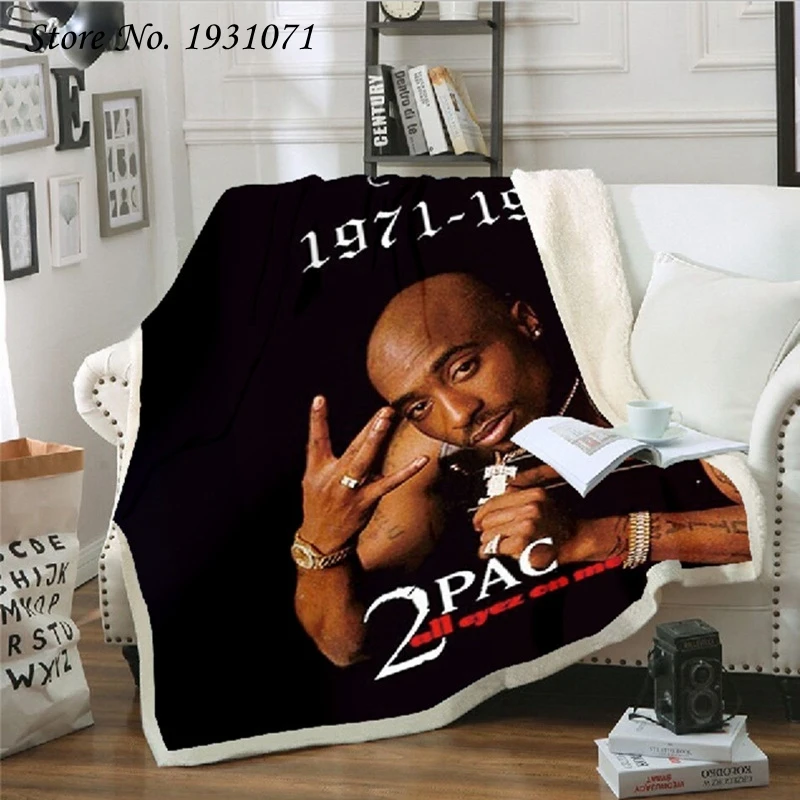 

NEW 2PAC Rapper Hip Hop 3D Printed Fleece Blanket for Beds Thick Quilt Fashion Bedspread Sherpa Throw Blanket Adults Kids 05