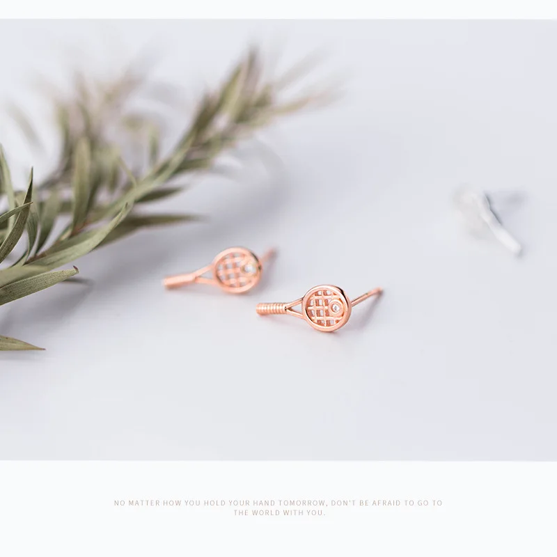 Trusta 925 Sterling Silver Earring Jewelry Women's Fashion Small Tennis Racket Stud Earrings Sport Gift for Girls Teens DS1283 |