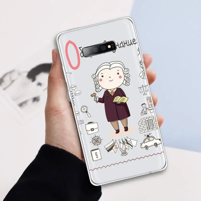 

Profession Teacher Cartoon Cute pattern Phone Case Transparent For Samsung Galaxy A 71 21s S note 8 9 10 plus 20 ultra
